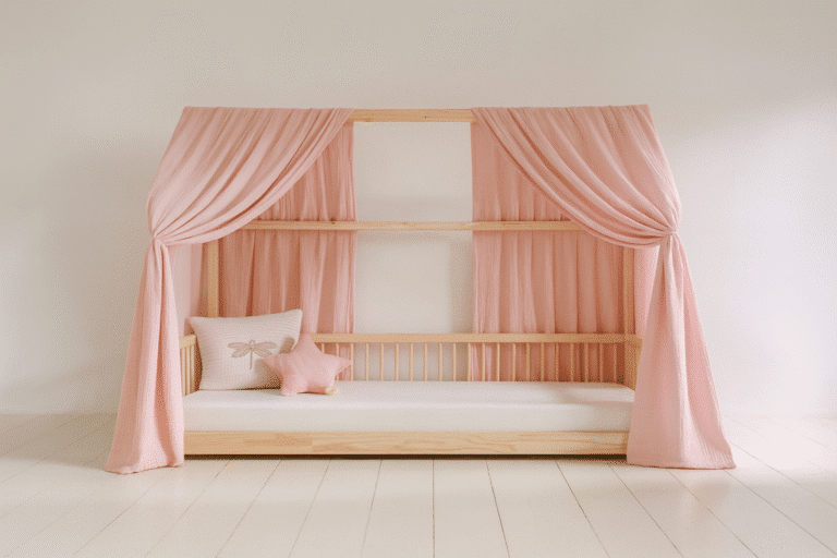 Ciel de lit cabane rose