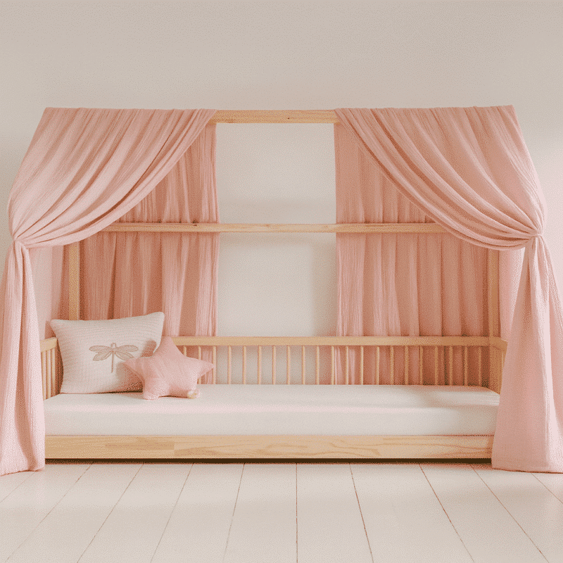 Ciel de lit cabane – rose blush