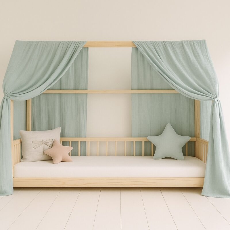 Ciel de lit cabane – vert d&rsquo;eau