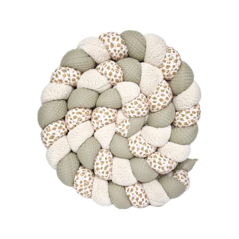 Tresse de lit – Léopard et olive – Tresse 3 brins