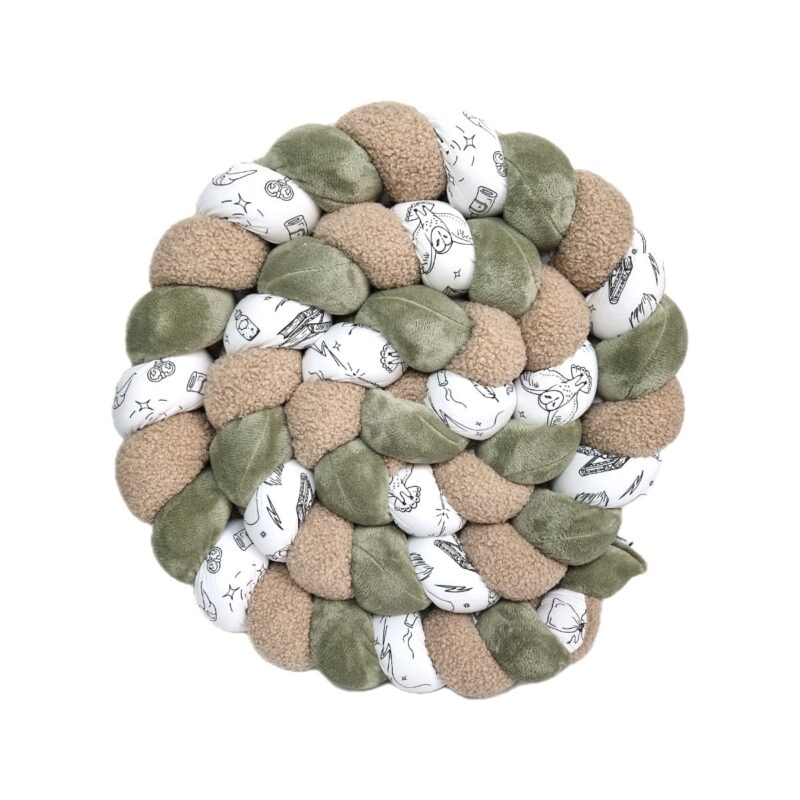 Tour de lit tressé – Doudou kaki et magique – Tresse 3 brins