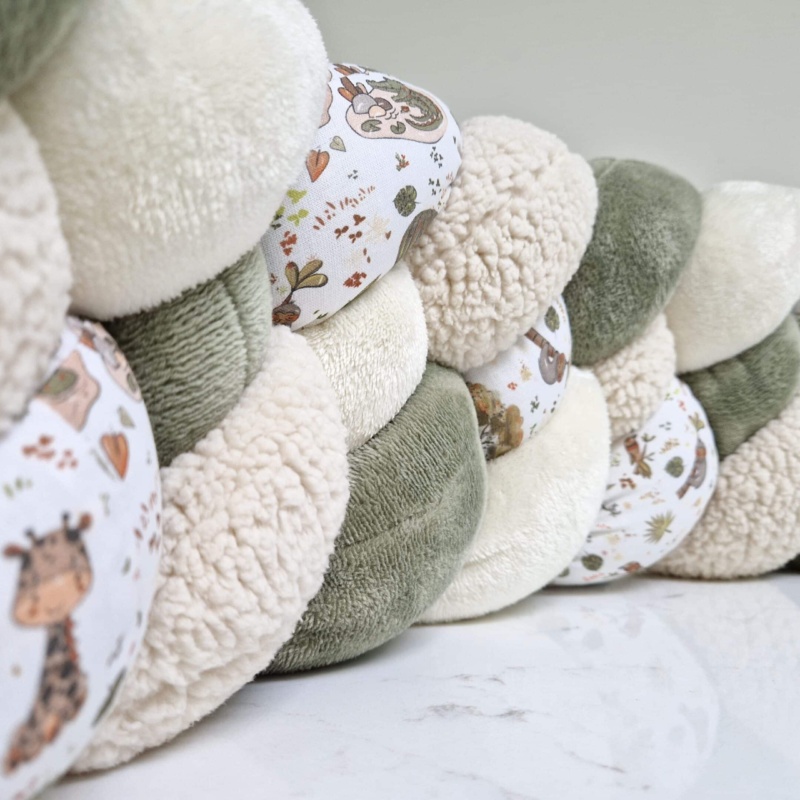 Tresse de lit 4 brins – Doudou kaki et new jungle – Tour de lit cabane