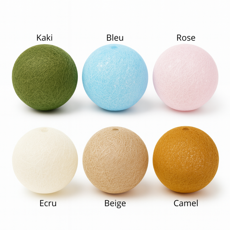 Guirlande boules de coton – Guirlande lit cabane