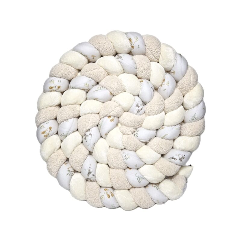 Tour de lit tressé – Baobab et écru – Tresse 3 brins