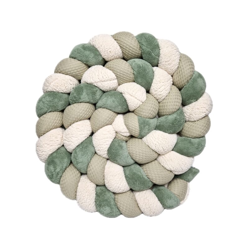 Tresse de lit – Romarin et olive clair – Tour de lit tressé