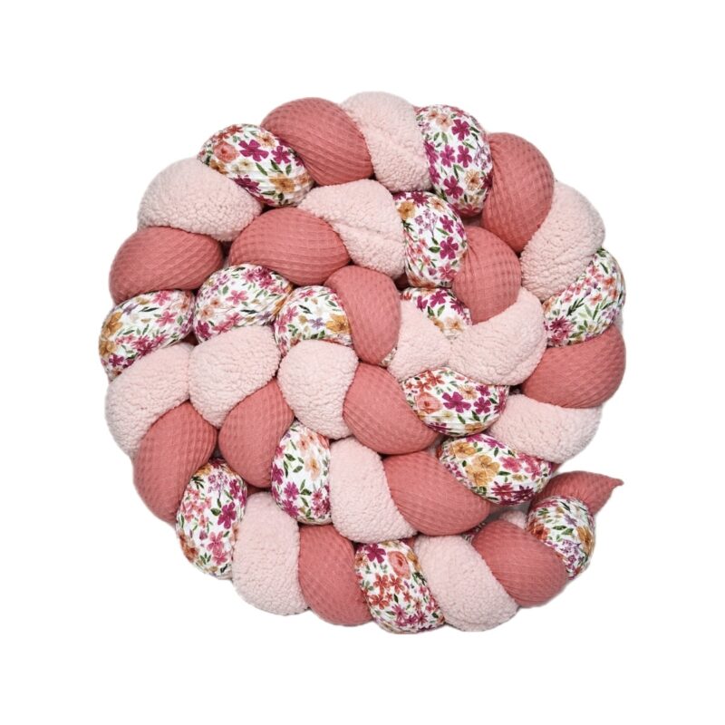 Tresse de lit – Sherpa rose fleuri – Tresse bébé