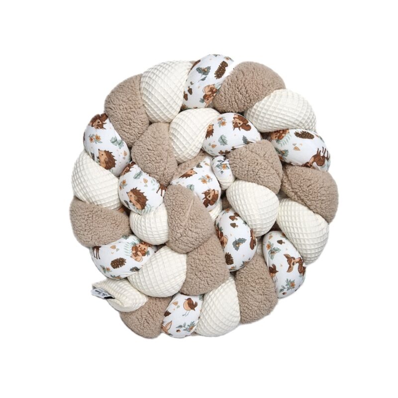 Tresse de lit – Sherpa ourson, écru et hérisson – Tresse tour de lit