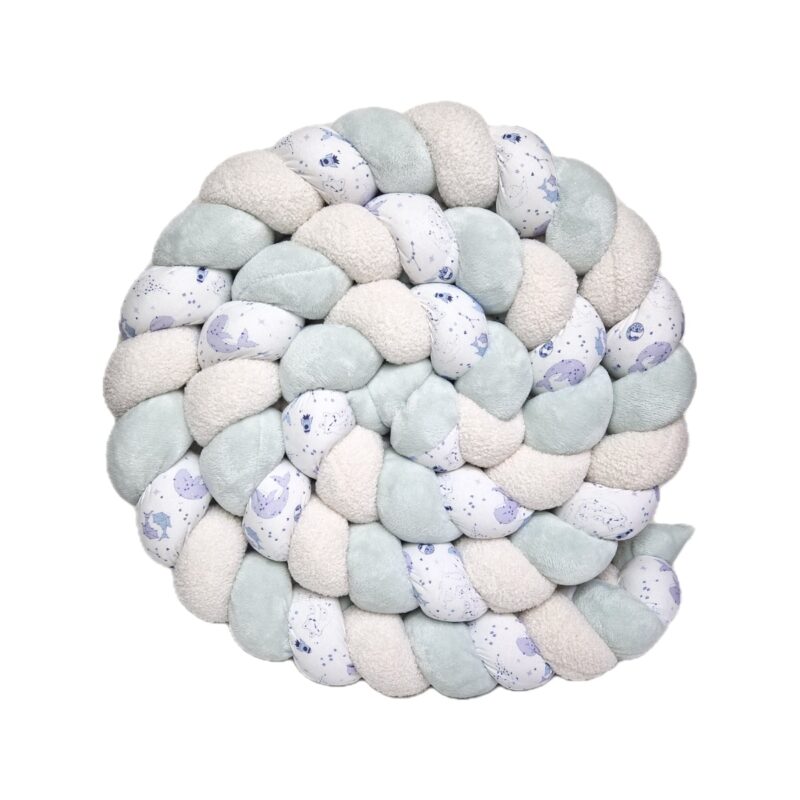 Tour de lit tressé – Constellation et vert d&rsquo;eau – Tresse de lit