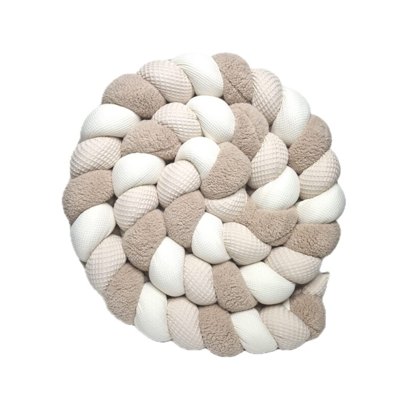 Tresse de lit – Sherpa ourson et beige 2 – Tour de lit tressé