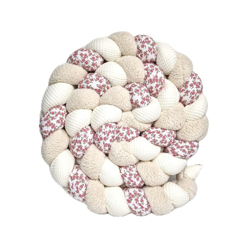 Tresse de lit – Ecru & mille fleurs – Tour de lit tressé