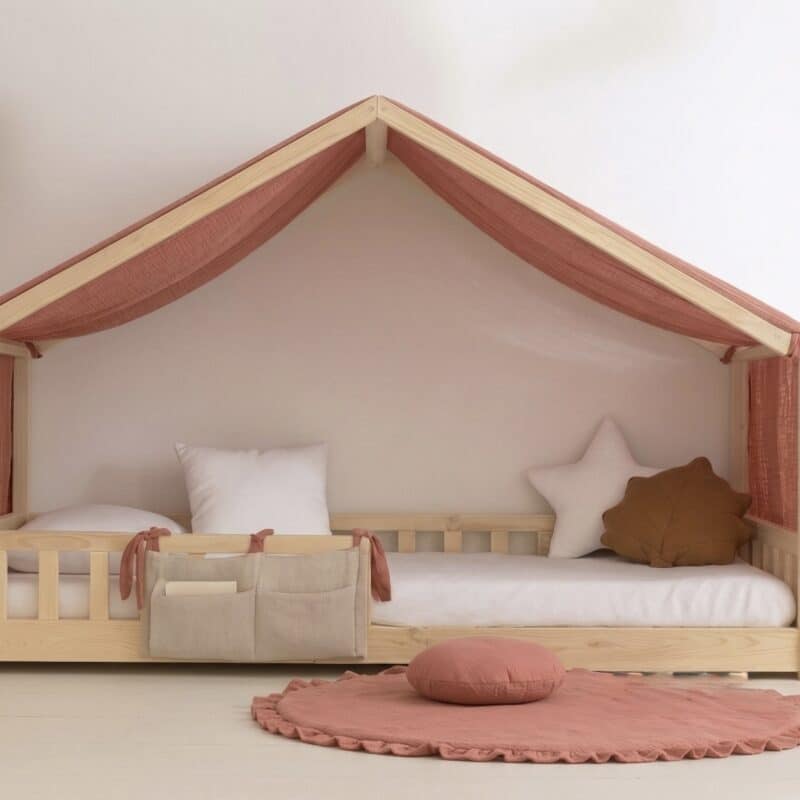 Toile de lit cabane – marsala