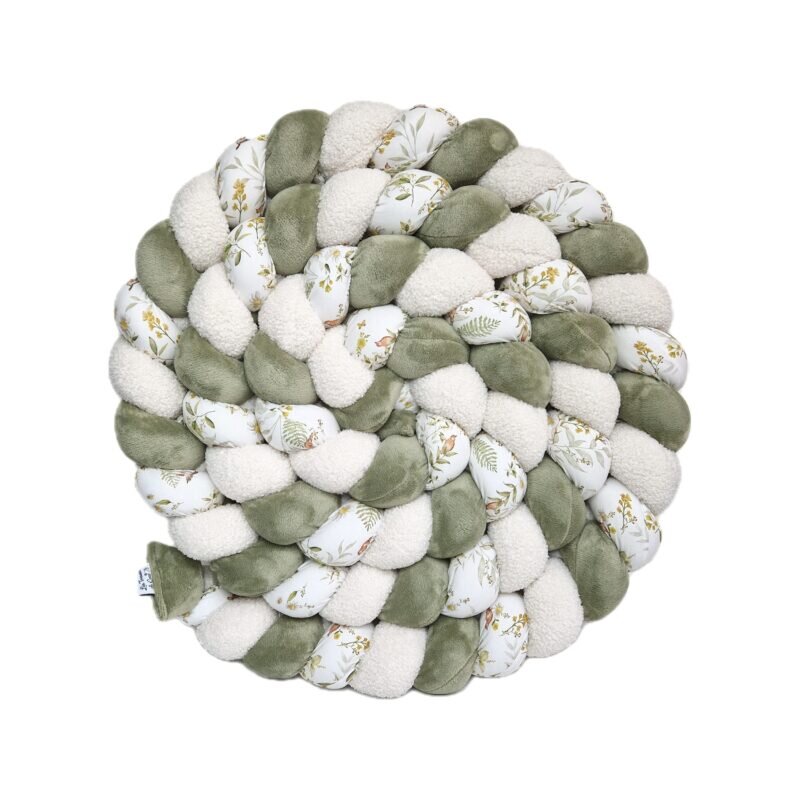 Tresse de lit – Doudou kaki et feuillage – Tour de lit tressé