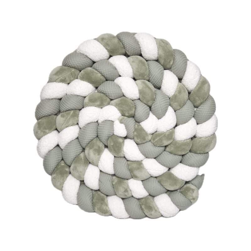 Tresse de lit cabane – Kaki et teddy écru  – Tresse 3 brins