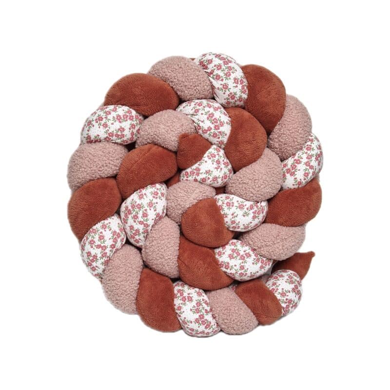 Tresse de lit – Teddy rose, terracotta et mille fleurs  – Tour de lit tressé