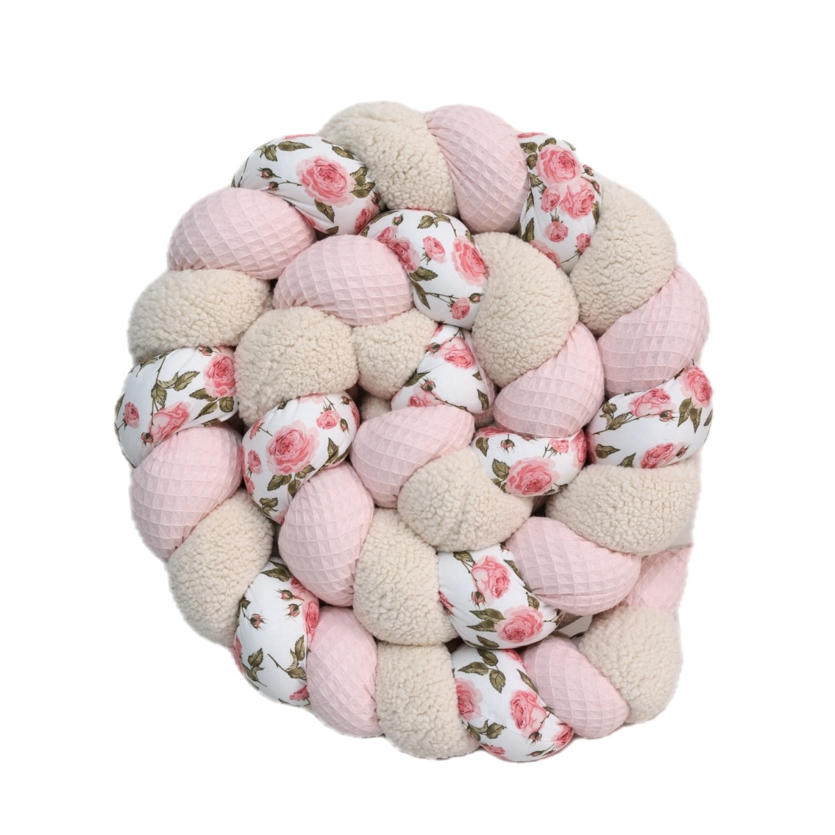 Tresse de lit 3 brins- Rosier et rose blush – Tour de lit tressé