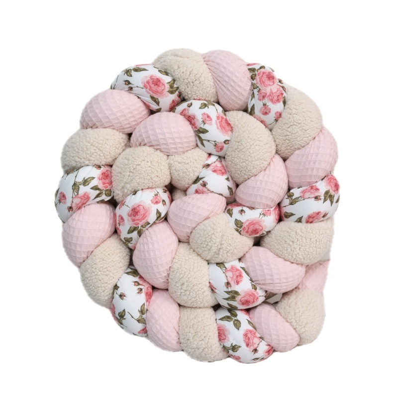Tresse de lit 3 brins- Rosier et rose blush – Tour de lit tressé