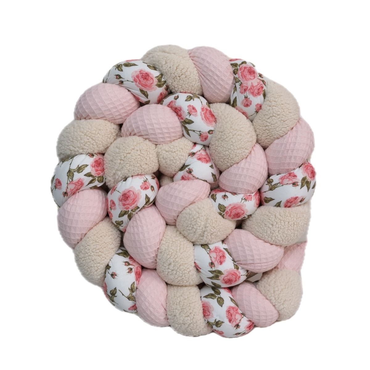 Tresse de lit 3 brins- Rosier et rose blush – Tour de lit tressé