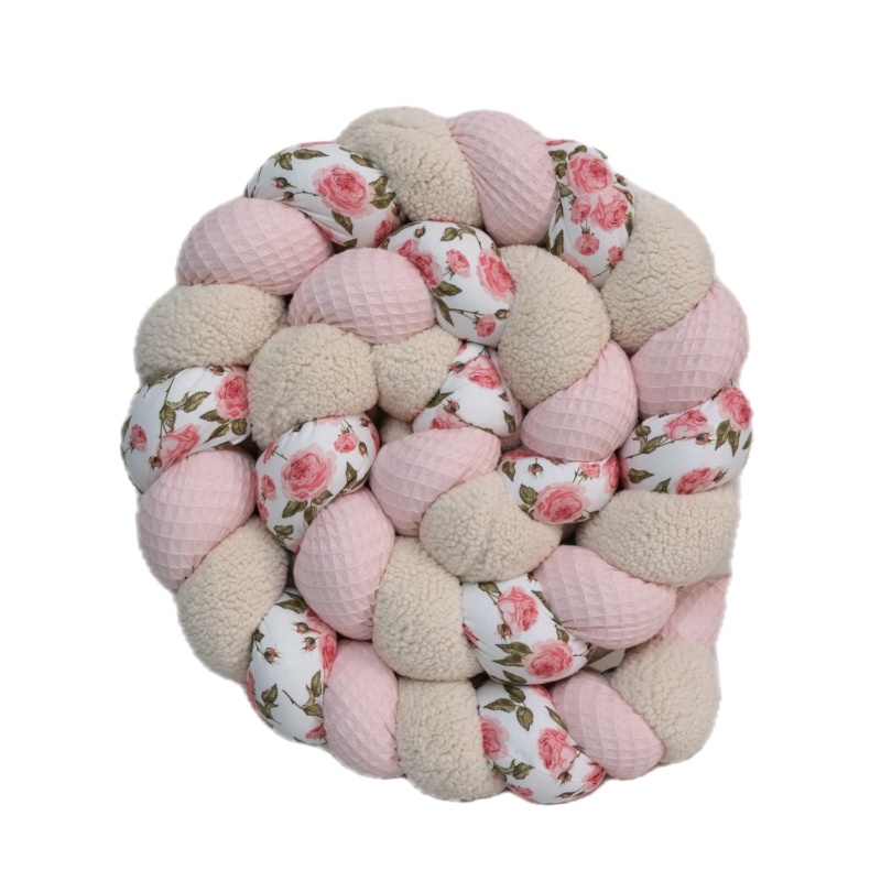 Tresse de lit 3 brins- Rosier et rose blush – Tour de lit tressé