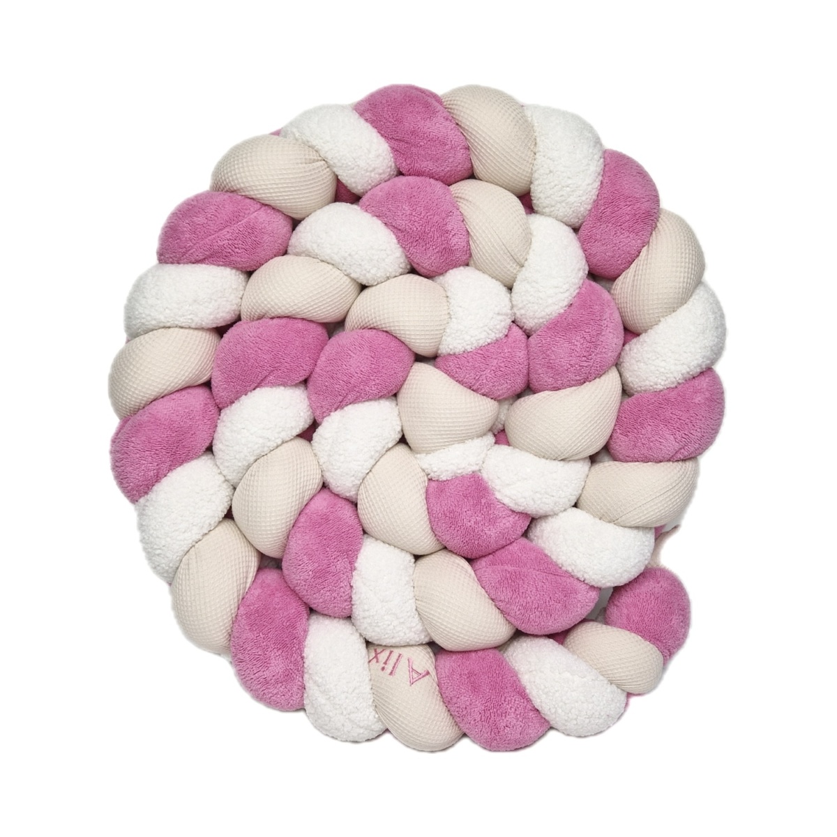 Tresse de lit 3 brins- Bonbon et beige – Tour de lit tressé